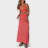 Ella - Eleanor Tie-Dye Výřez Šaty s Rozparky