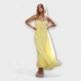 Celine - Midi šaty bez rukávů s volánkovým lemem