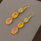 Undine | Pozlacené náušnice s barevnými kameny