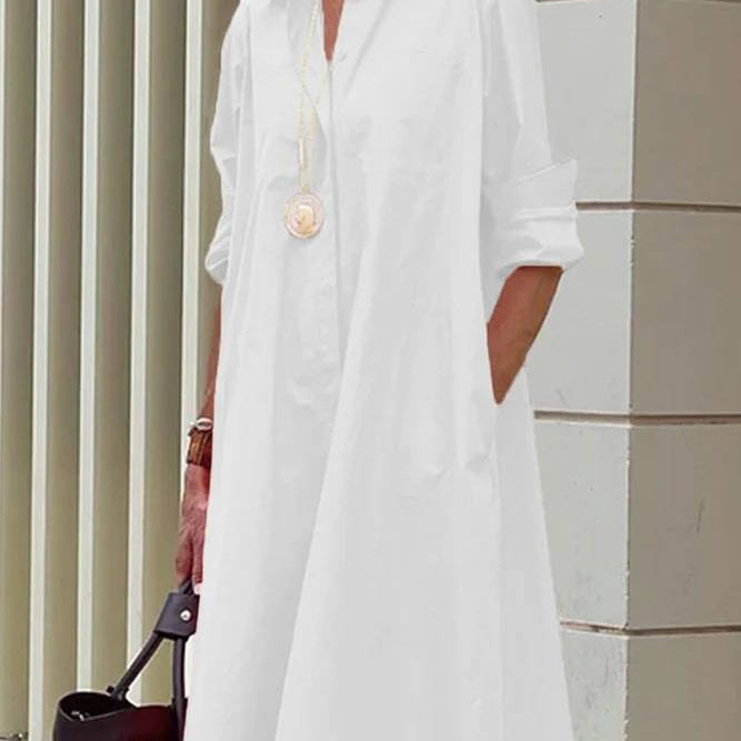 Moderní košilové šaty s límečkem a tříčtvrtečními rukávy