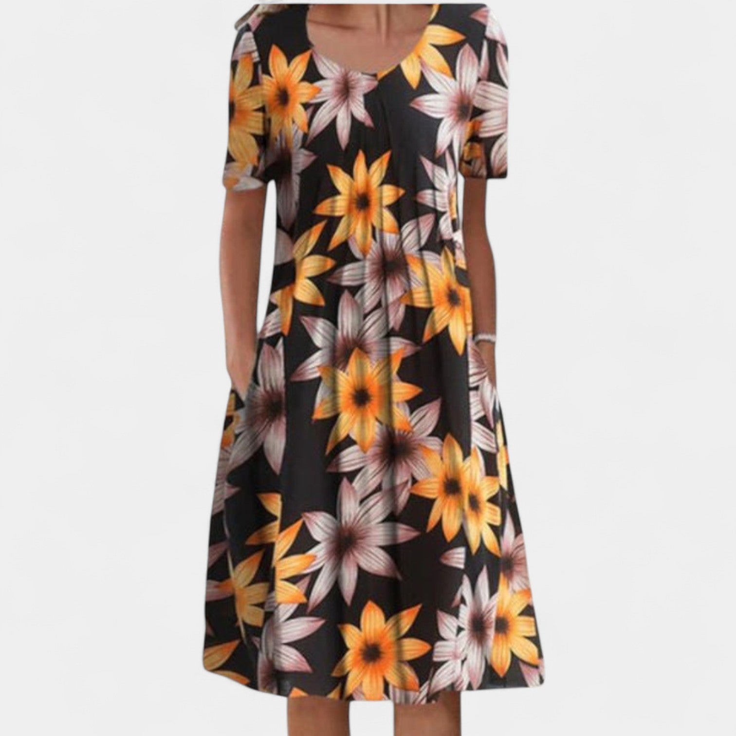 Andrea – Květinové šaty s kapsami