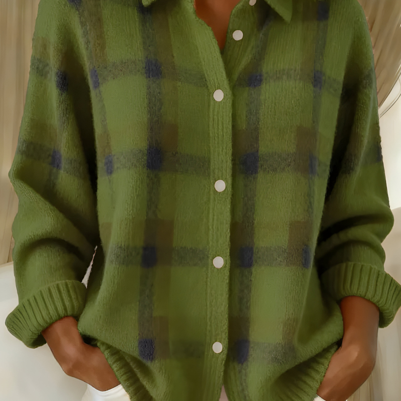 Klára | Dámský kostkovaný kardigan na knoflíky