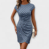 Emma - Šaty s krátkým rukávem ve tvaru tulipánu s potiskem po celém povrchu