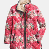 Freya | Okouzlující růžová květinová prošívaná bunda