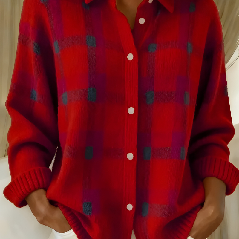 Klára | Dámský kostkovaný kardigan na knoflíky