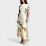 Margaret - Maxi šaty se saténovými a krajkovými akcenty