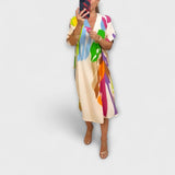 Roos - Ležérní šaty s barevným potiskem listů