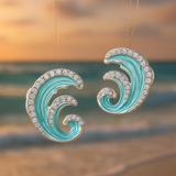 Oceánie | Elegantní náušnice s modrými vlnami