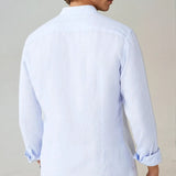 Lněná košile s bandovým límcem světle modrá