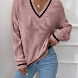 Marina | Pruhovaný pletený svetr s waffle vzorem