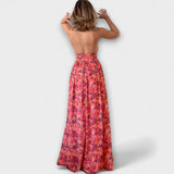Nortrud - Maxi šaty bez zadního dílu s květinovým vzorem
