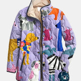 Rhea | Lehká prošívaná bunda s potiskem psa