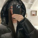 Lesklá unisex péřová bunda