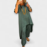 Tabea - Lněný oblek s kulatým výstřihem