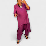 Tabea - Lněný oblek s kulatým výstřihem