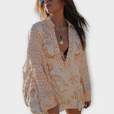 Liv - Sada košile a šortek z vodního saténu s třásněmi